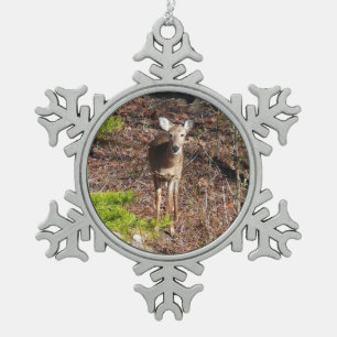 Ornement Flocon De Neige Cerf adorable dans les bois Photographie de la nat
