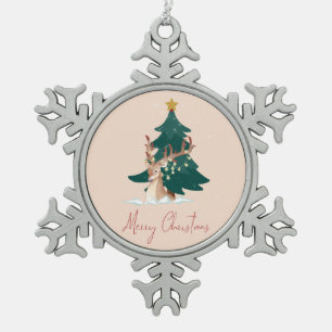 Ornement Flocon De Neige Cerf de Noël