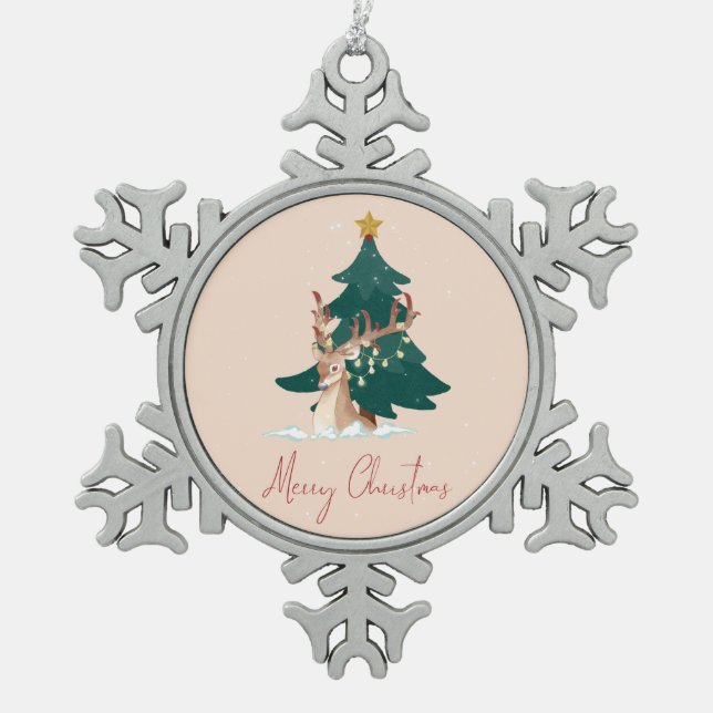 Ornement Flocon De Neige Cerf de Noël (Devant)