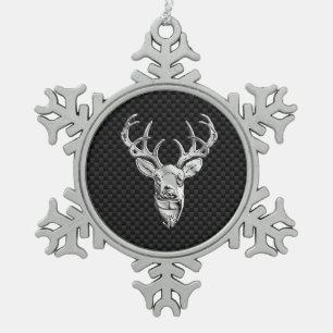 Ornement Flocon De Neige Cerfs communs argentés sur le décor de style de