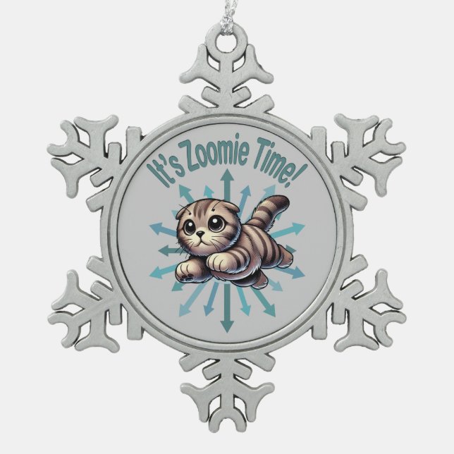 Ornement Flocon De Neige C'est le temps de Zoomie Chat Scottish Fold (Devant)