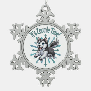 Ornement Flocon De Neige C'est l'heure de Zoomie Husky
