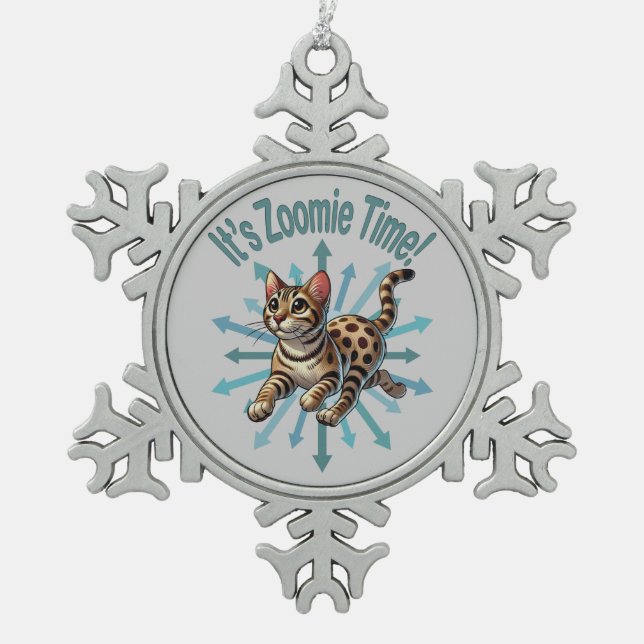 Ornement Flocon De Neige C'est Zoomie Time Bengale Chat (Devant)
