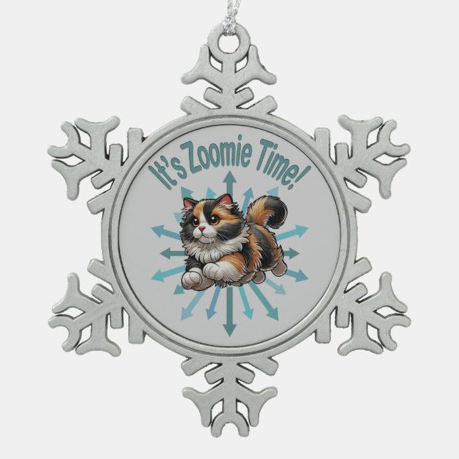 Ornement Flocon De Neige C'est Zoomie Time Calico Cat (Devant)