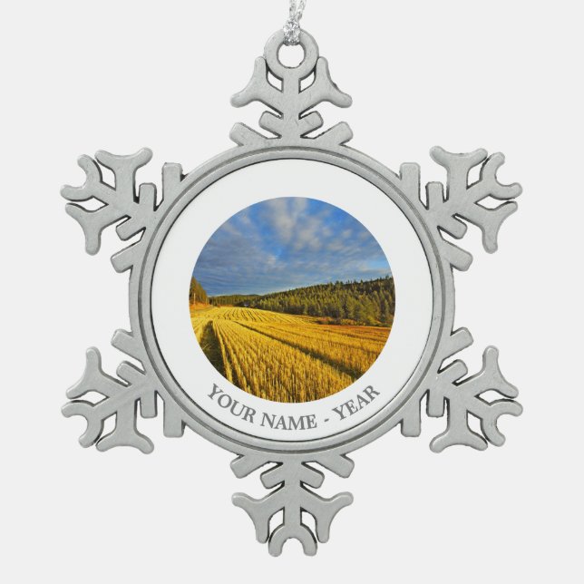 Ornement Flocon De Neige Champ de blé après la récolte 2 (Devant)