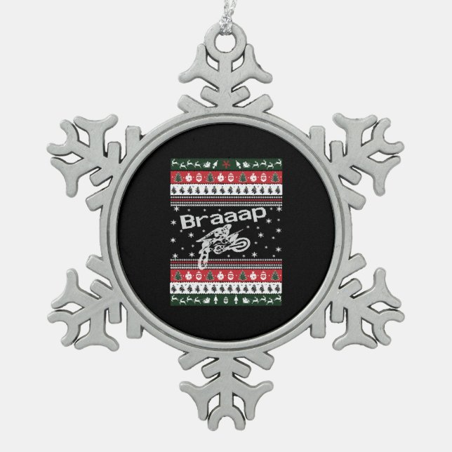 Ornement Flocon De Neige Chandail de Noël moche drôle (Devant)