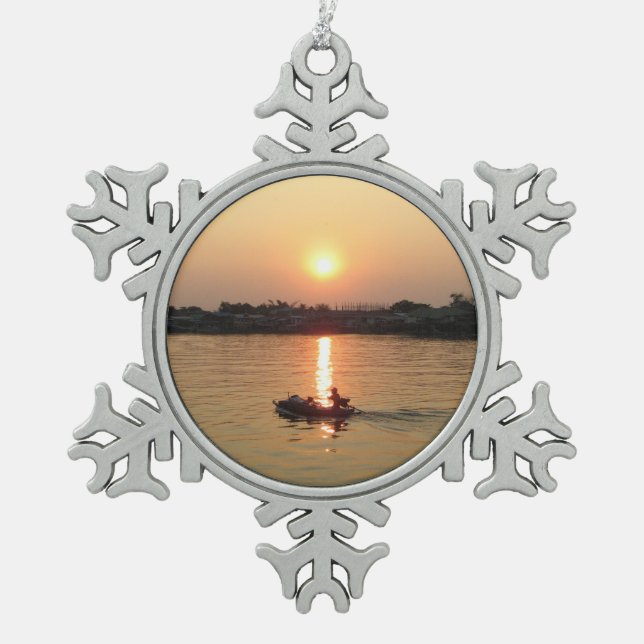 Ornement Flocon De Neige Chao Phraya River Sunset ... Ayutthaya, Thaïlande (Devant)