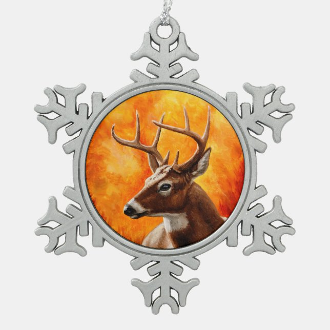 Ornement Flocon De Neige Chasse au cerf de Virginie (Devant)