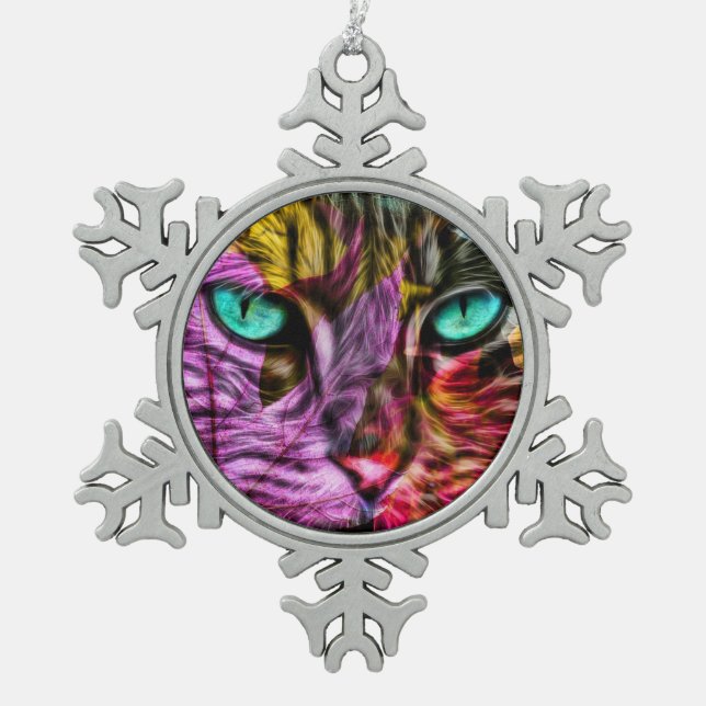 Ornement Flocon De Neige Chat Chaton Conception Artistique (Devant)