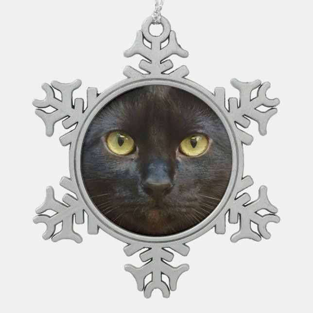 Ornement Flocon De Neige chat noir (Devant)