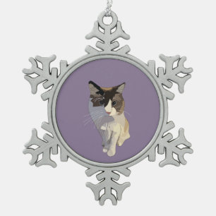 Ornement Flocon De Neige Chat Ragdoll, Violet Poussiéreux