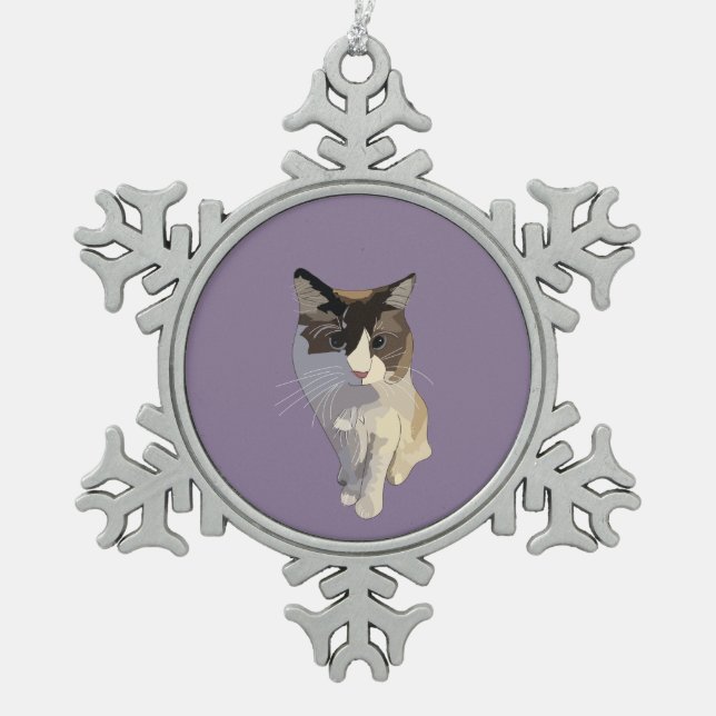 Ornement Flocon De Neige Chat Ragdoll, Violet Poussiéreux (Devant)