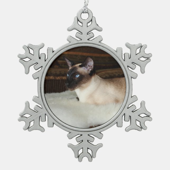 Ornement Flocon De Neige Chat siamois élégant (Devant)
