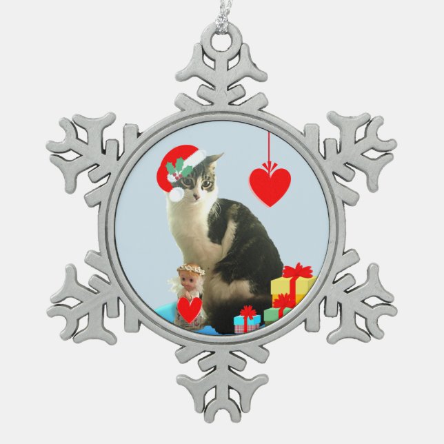 Ornement Flocon De Neige Chat tabby de Noël (Devant)