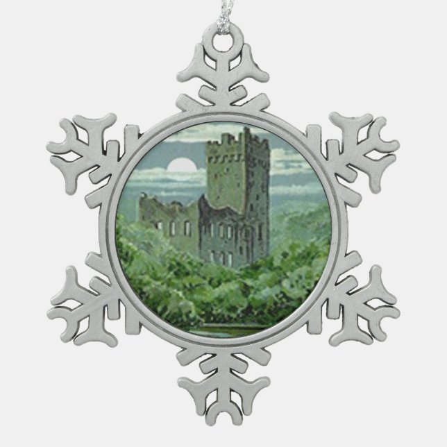Ornement Flocon De Neige Château de Blarney vert Irlande Trèfle (Devant)