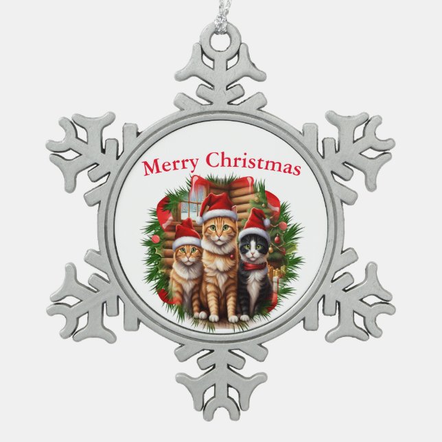 Ornement Flocon De Neige Chats (Devant)