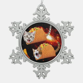 Ornement Flocon De Neige Chats dans les tacos spatiaux