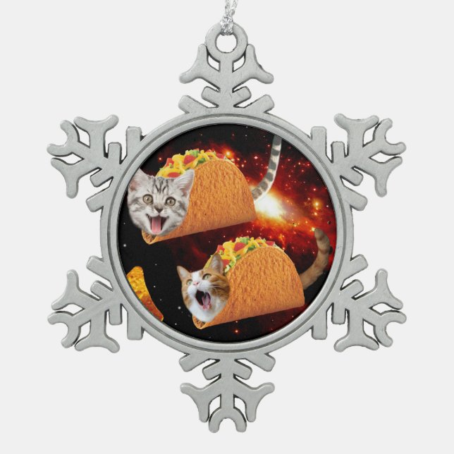 Ornement Flocon De Neige Chats dans les tacos spatiaux (Devant)