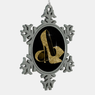 Ornement Flocon De Neige Chaussures de talon haut d'or