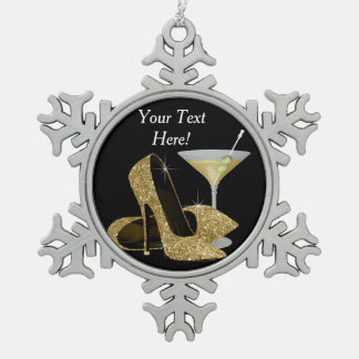Ornement Flocon De Neige Chaussures et Martini Gold High Heel