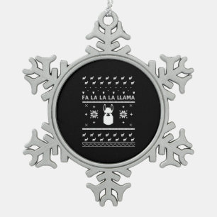 Ornement Flocon De Neige Chemise de Noël Llama