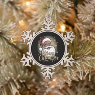Ornement Flocon De Neige Chemises de Noël afro-américaines Père Noël