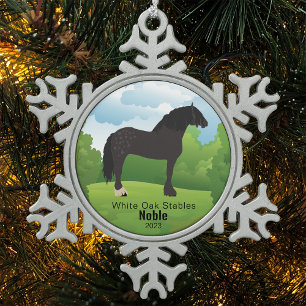 Ornement Flocon De Neige Cheval Cadeau Personnalisable Race et Texte