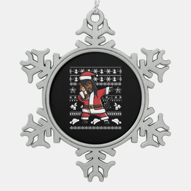 Ornement Flocon De Neige Cheval Dab danse drôle pour Noël (Devant)