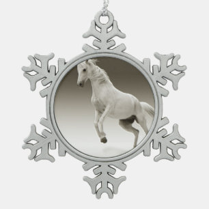 Ornement Flocon De Neige Cheval Equestre Blanc Mare