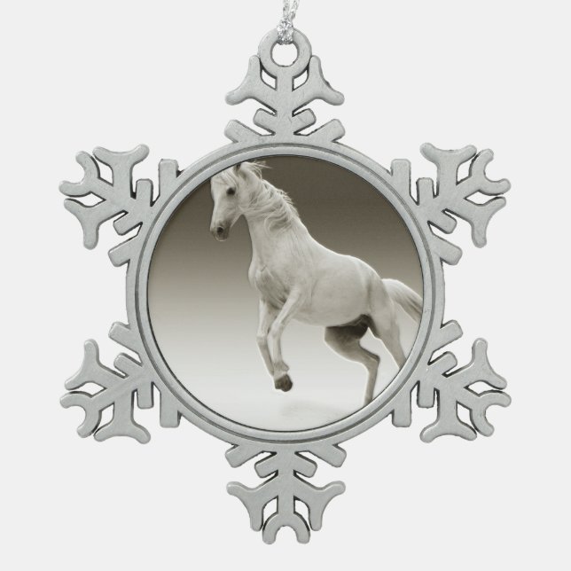 Ornement Flocon De Neige Cheval Equestre Blanc Mare (Devant)
