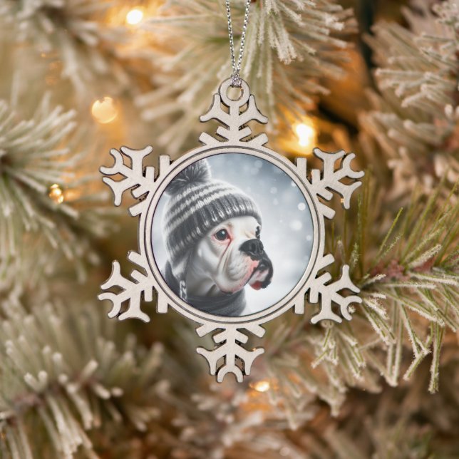 Ornement Flocon De Neige Chien Boxer en Hiver (Arbre)