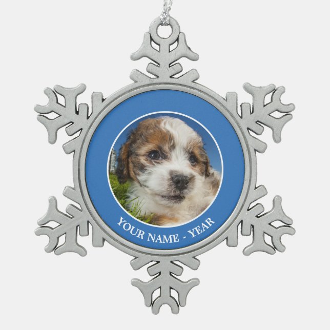 Ornement Flocon De Neige Chien de chiot mou (Shitzu) (Devant)