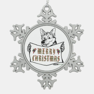 Ornement Flocon De Neige Chien de Noël : Joyeux Noël !