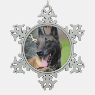Ornement Flocon De Neige Chien de sourire de Malinois de Belge