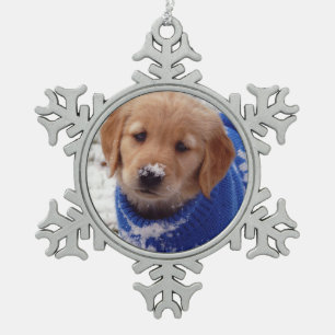 Ornement Flocon De Neige Chiot de golden retriever