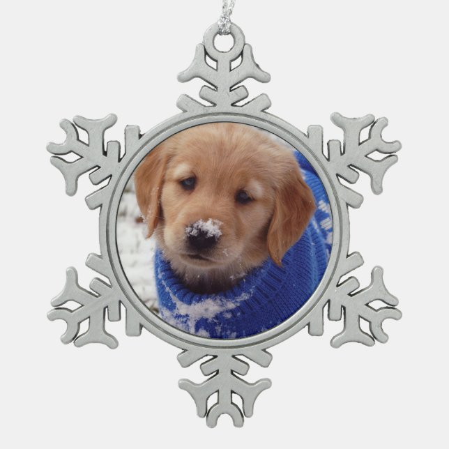 Ornement Flocon De Neige Chiot de golden retriever (Devant)