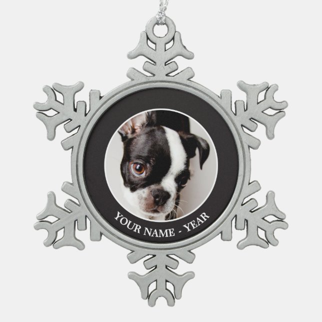 Ornement Flocon De Neige Chiot d'Edison Boston Terrier (Devant)