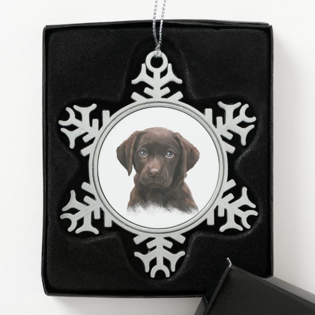 Ornement Flocon De Neige Chocolate Labrador Dog (Boîte)