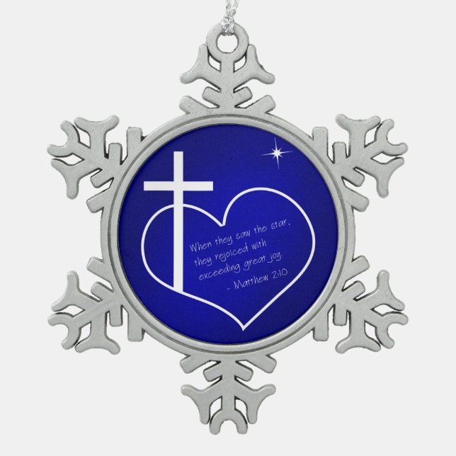 Ornement Flocon De Neige Christian Joyeux bleu Noël (Devant)