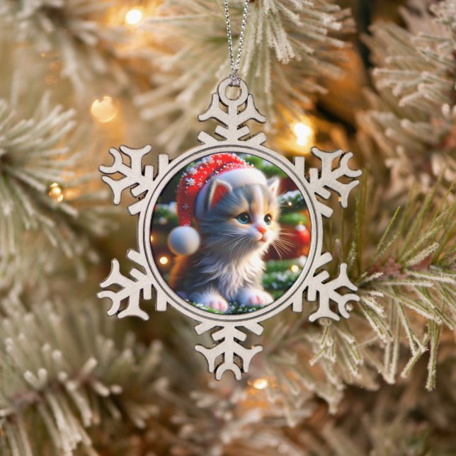 Ornement Flocon De Neige Christmas Kitten (Arbre)