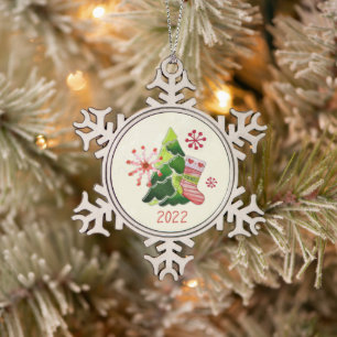 Ornement Flocon De Neige Christmas Tree and Stocking Whimsey