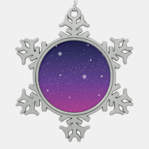 Ornement Flocon De Neige Ciel nocturne étoilé violet foncé