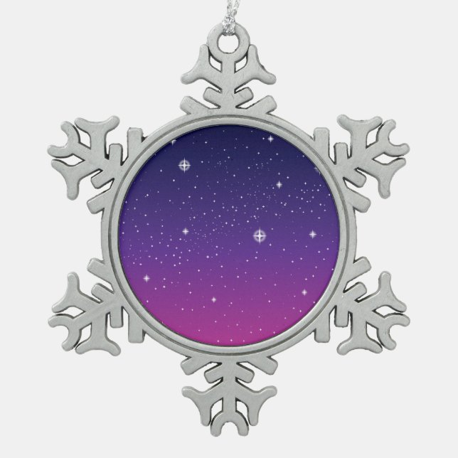 Ornement Flocon De Neige Ciel nocturne étoilé violet foncé (Devant)