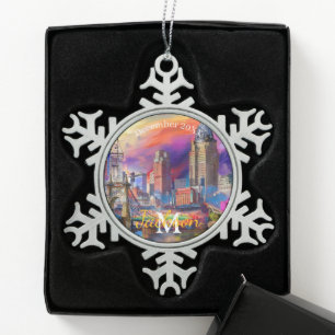 Ornement Flocon De Neige Cincinnati Snowflake Anneau de Noël