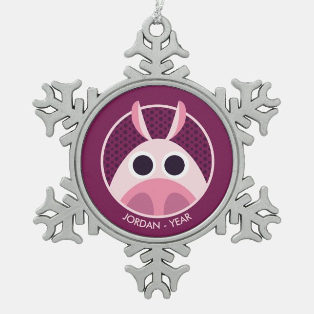 Ornement Flocon De Neige Circonspect le porc (Devant)