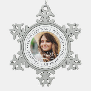 Ornement Flocon De Neige Citation Memorial Moderne Élégant Chic Photo perso