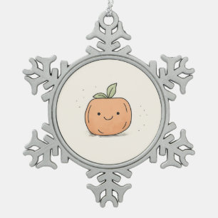 Ornement Flocon De Neige Citrouille d'aquarelle Cute Kawaii