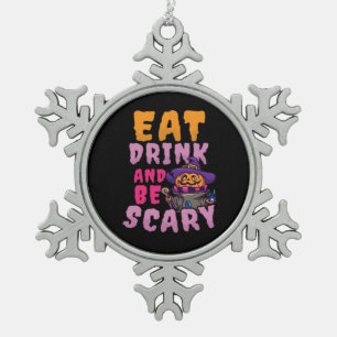 Ornement Flocon De Neige Citrouille d'Halloween Manger Boire Soyez Effrayan