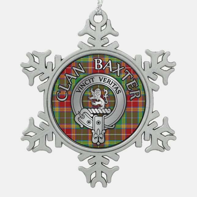 Ornement Flocon De Neige Clan Baxter Crest et Tartan (Devant)