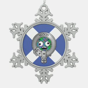 Ornement Flocon De Neige Clan Bois Crest & Robe Tartan Snowflake Pewer Ch